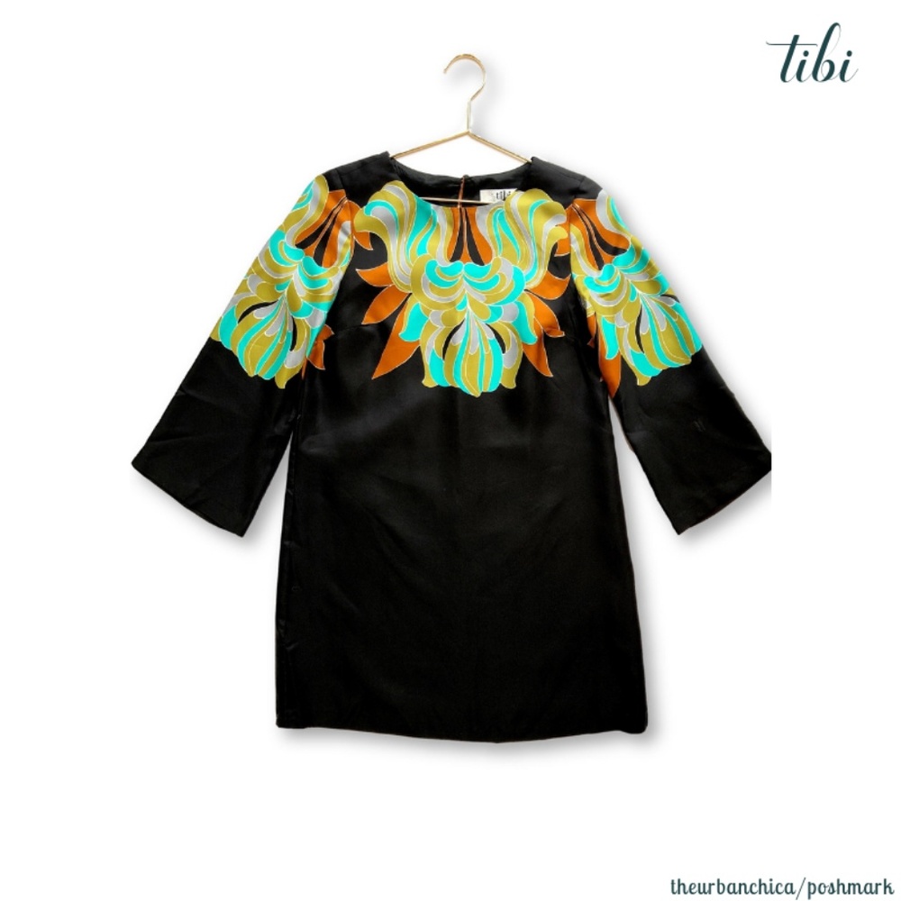 TIBI Silk Graphic Print Tunic